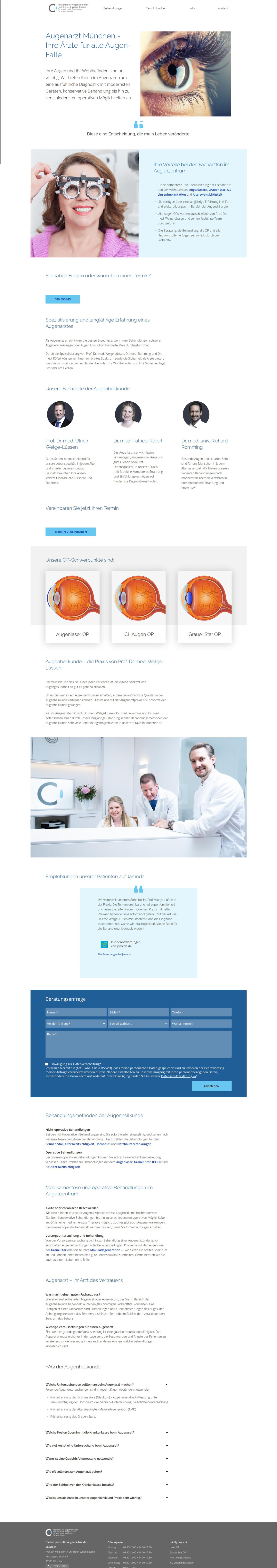 Screenshot der alten Webseite des Augenzentrum München